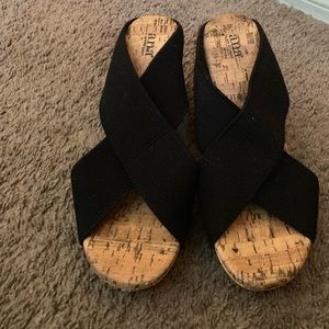 Black & Faux Cork Wedges